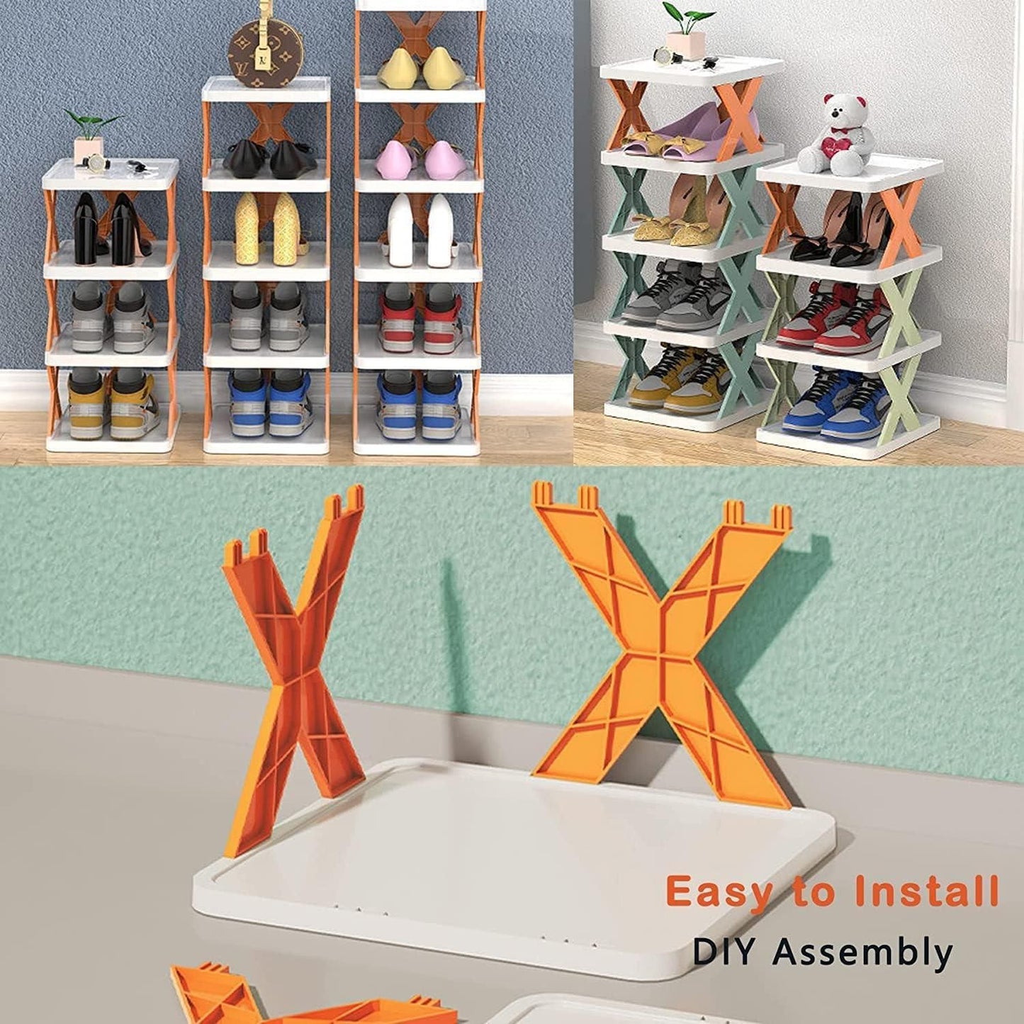Flexi Step 5-Tier Smart Shoe Rack: Foldable Shoe Shelf Organizer